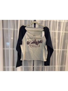 Hollister Italia Raglan Long Sleeve Top - Gray & Black